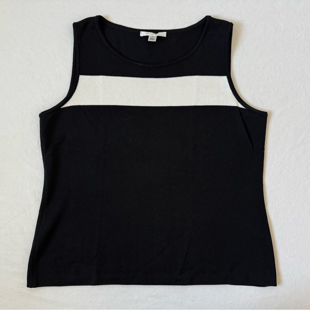 St. John Black and White Wool Blend Tank Top